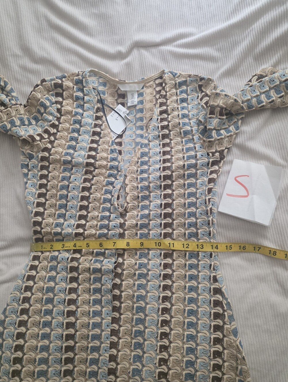 H&M Crochet-Look Maxi Dress Light beige/patterned Bnwt Unlined See-through - Picture 15 of 16